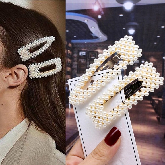 🔥HP🔥 NEW Large Barrettes / Clips Pearl & Acrylic - Picture 2 of 8